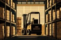 Forklift Lifting Pallets of Goods in a Warehouse
