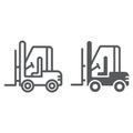 Forklift line and glyph icon, automobile and cargo, truck sign, vector graphics, a linear pattern on a white background.