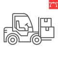 Forklift line icon