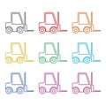 Forklift line icon or logo, color set