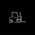 Forklift line icon or logo on dark background