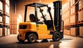 Forklift loader. Pallet stacker truck equipment at warehouse