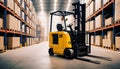 Forklift loader. Pallet stacker truck equipment at warehouse Royalty Free Stock Photo