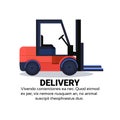 Forklift loader pallet stacker truck equipment warehouse international delivery concept isolated copy space flat Royalty Free Stock Photo