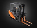 Forklift loader perspective view on black background 3D