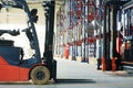 Forklift loader stacker truck at warehouse Royalty Free Stock Photo