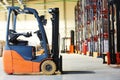 Forklift loader stacker truck at warehouse Royalty Free Stock Photo