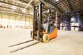 Forklift loader stacker truck at warehouse Royalty Free Stock Photo