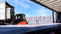 Forklift loader at warehouse outdoors Royalty Free Stock Photo