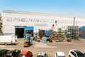 Forklift loader worker driver at warehouse storage outdoors Royalty Free Stock Photo