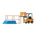 Warehouse and shipping forklift with cargo