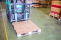 The forklift loading pallet and product cartons