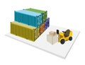 Forklift Loading Shipping Boxes into Freight Conta