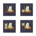 Forklift long shadow flat icons set