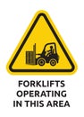 Forklift operating area sign