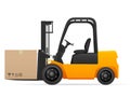 Forklift with pasteboard box Royalty Free Stock Photo