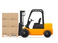 Forklift with pasteboard boxes