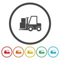 Forklift ring icon, color set Royalty Free Stock Photo