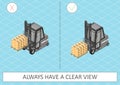 Forklift safety. Always have a clear view.