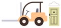 Forklift beside secure door under cloud displaying warehouse and logistics system concept Royalty Free Stock Photo