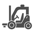 Forklift solid icon, delivery and logistics symbol, Cargo transportation vector sign on white background, Lift truck
