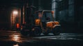 Forklift standing on industrial dirty concrete wall background. Generative AI Royalty Free Stock Photo