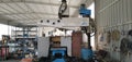 Forklift. Steel Structural fabrication workshop. column and beams. Muscat, Oman.