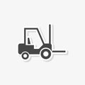 Forklift sticker, Forklift truck side silhouette, simple vector icon