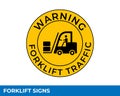 Forklift Traffic Caution Signs with Warning Message for Warehouse or Industrial Areas, Easy To Use And Print Design Templates.