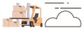 Forklift Transporting Boxes with Cloud Technology Lines Suggesting Digital Integration Royalty Free Stock Photo