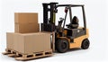 Forklift transporting pallets in distribution warehouse ,generative AI
