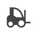 Forklift truck black vector icon. Fork lift, lift truck loader.