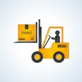 Forklift truck with box isolated flat stock illustration icon loader