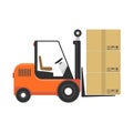 Forklift with box.