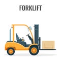 Forklift truck with cargo icon. Loader vector illustration