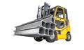 Forklift truck carrying steel beams Royalty Free Stock Photo