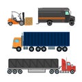 Forklift Truck. Delivery Van. Delivery Truck. Delivery Trailer. Royalty Free Stock Photo