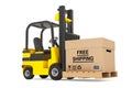 Forklift truck with Free Shipping Box and pallet Royalty Free Stock Photo