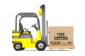 Forklift truck with Free Shipping Box and pallet Royalty Free Stock Photo