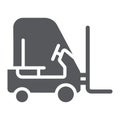 Forklift truck glyph icon, transportation and lift, loader sign, vector graphics, a solid pattern on a white background.