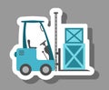 Forklift truck icon that symbolizes warehouse and distribution