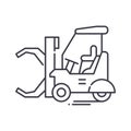 Forklift truck icon, linear isolated illustration, thin line vector, web design sign, outline concept symbol with Royalty Free Stock Photo