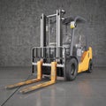 Forklift truck on industrial dirty wall background Royalty Free Stock Photo