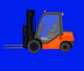 Forklift truck isolated on a blue background. loader Royalty Free Stock Photo