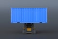 Forklift truck lifting container