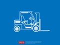 Forklift truck line icon. warehouse fork loader vector illustration. delivery truck symbol for supply storage service, logistic co Royalty Free Stock Photo