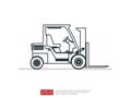 Forklift truck line icon. warehouse fork loader vector illustration. delivery truck symbol for supply storage service, logistic co Royalty Free Stock Photo