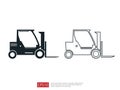 Forklift truck line icon. warehouse fork loader vector illustration. delivery truck symbol for supply storage service, logistic co Royalty Free Stock Photo