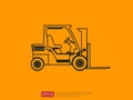 Forklift truck line icon. warehouse fork loader vector illustration. delivery truck symbol for supply storage service, logistic co Royalty Free Stock Photo