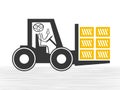 Forklift truck loading the boxes. Illustration of forklift truck is raising a pallet